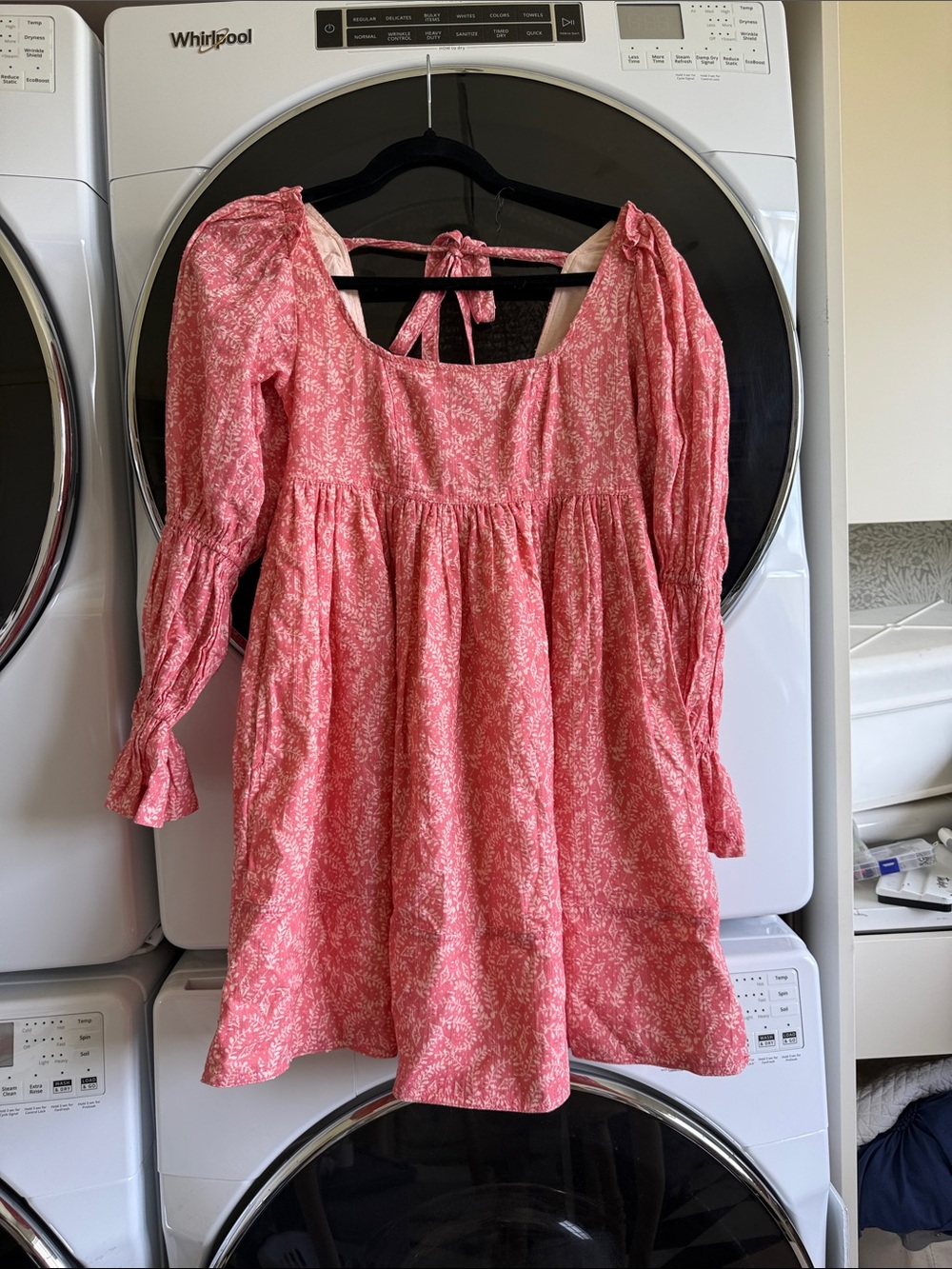 Pilcro Pink Floral Tie-Back Casual Dress